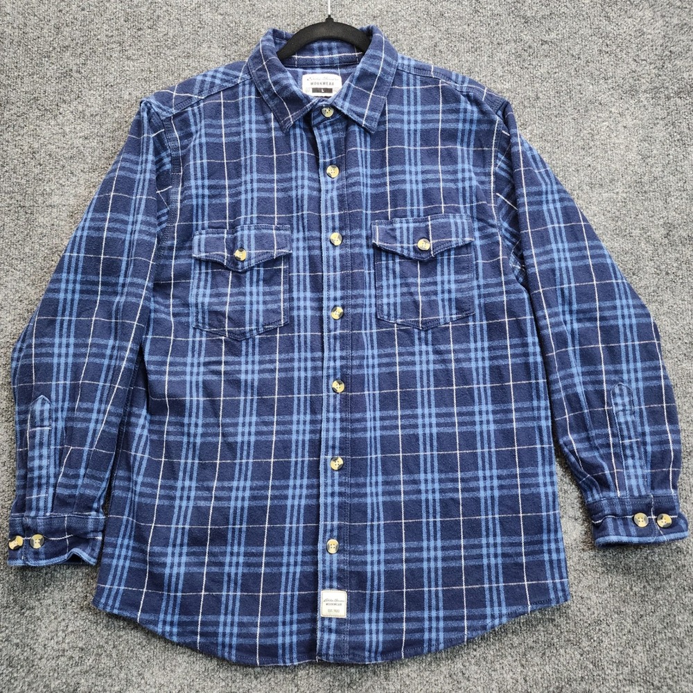 Eddie Bauer Workwear Foreman Fit Men's Plaid Flannel Shirt Gorpcore Heritage L